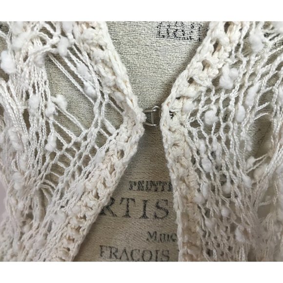 Free People Crochet Ivory Hoodie Sleeveless Boho - Picture 8 of 15